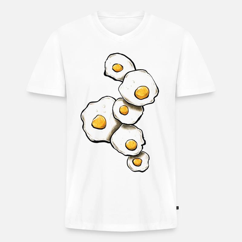 Spiegeleier - Männer Premium Bio T-Shirt mit V-Ausschnitt - Weiß