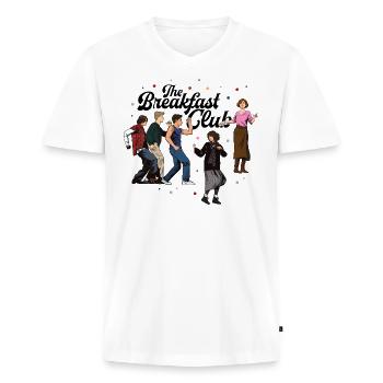 The Breakfast Club Party - Männer Premium Bio T-Shirt mit V-Ausschnitt - Weiß - Vorne - Nico (187cm)