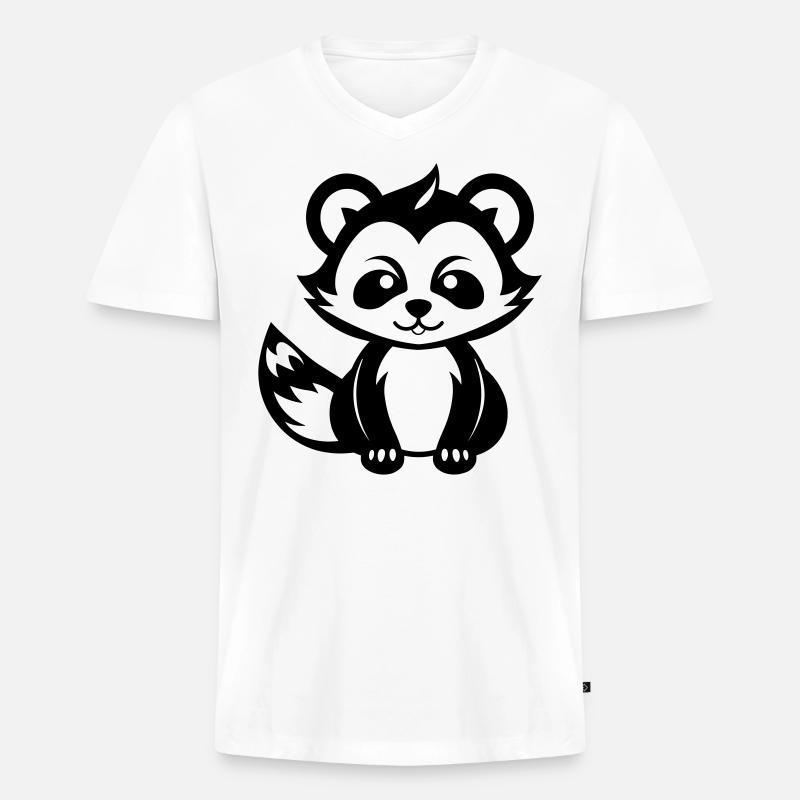 Kleiner Panda - Männer Premium Bio T-Shirt mit V-Ausschnitt - Weiß