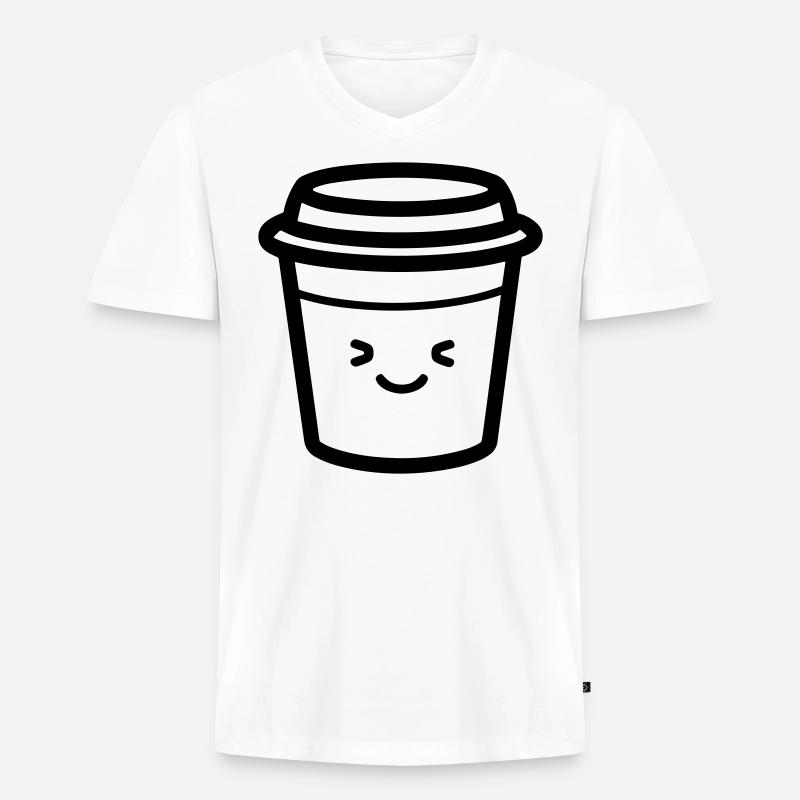Kaffeebecher - Männer Premium Bio T-Shirt mit V-Ausschnitt - Weiß