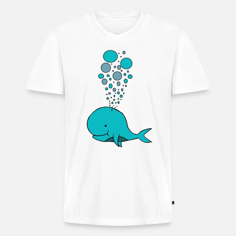 Kleiner Wal - Männer Premium Bio T-Shirt mit V-Ausschnitt - Weiß