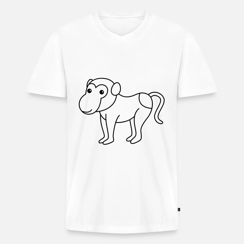 Monkey affe comic - Männer Premium Bio T-Shirt mit V-Ausschnitt - Weiß