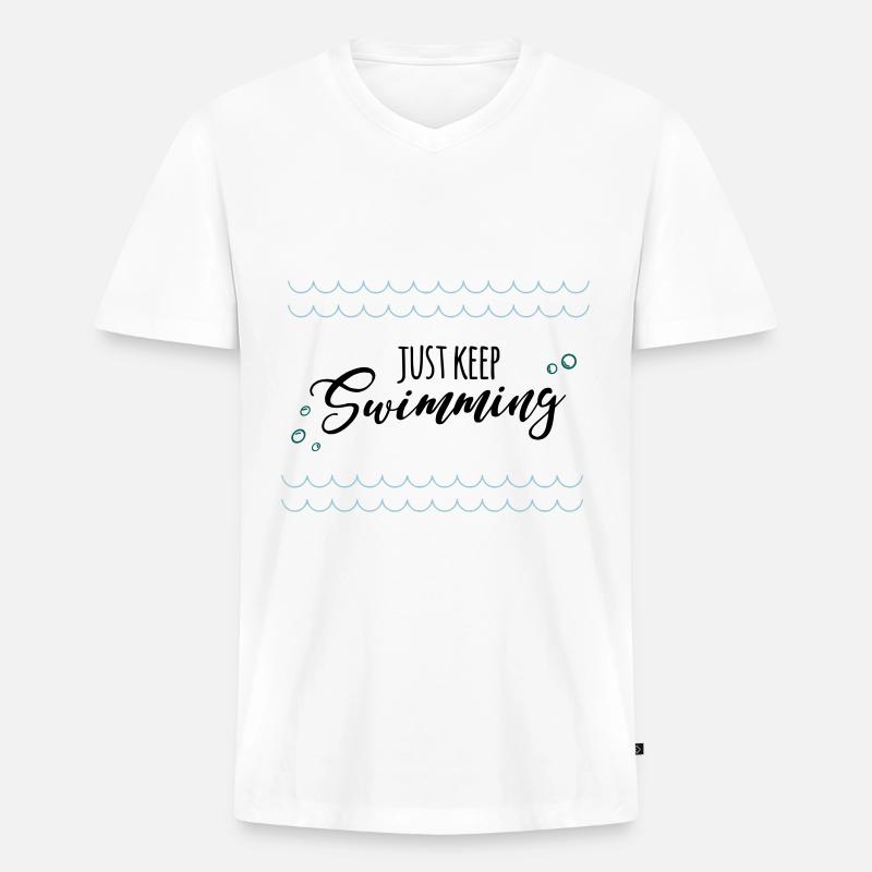 keep swimming - Männer Premium Bio T-Shirt mit V-Ausschnitt - Weiß