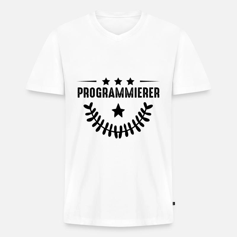 Programmierer Beruf - Männer Premium Bio T-Shirt mit V-Ausschnitt - Weiß