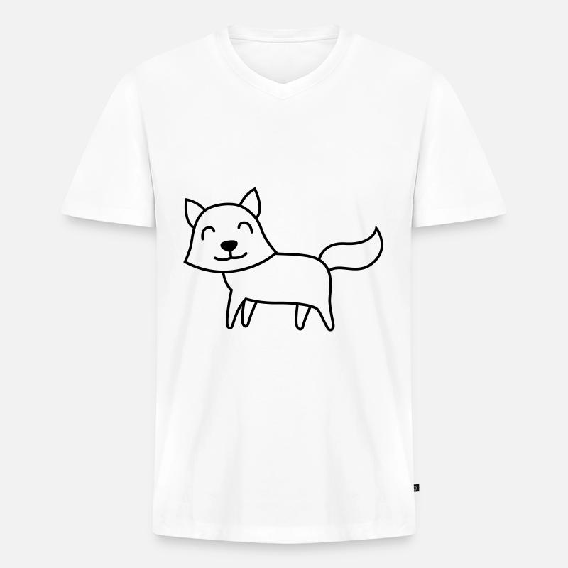 Fuchs Comic Tier - Männer Premium Bio T-Shirt mit V-Ausschnitt - Weiß