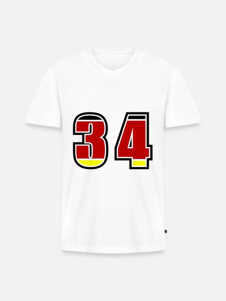 34 Number Germany Jersey - Men's Premium Organic T-shirt with V-neck - white