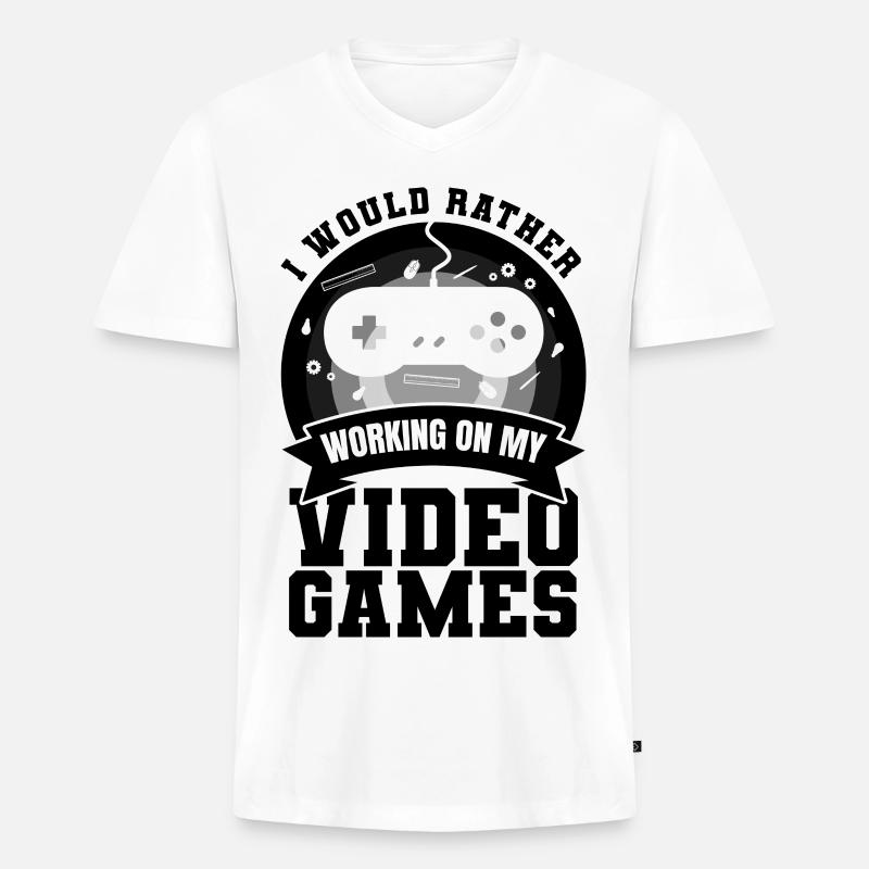 Game Dev - Männer Premium Bio T-Shirt mit V-Ausschnitt - Weiß