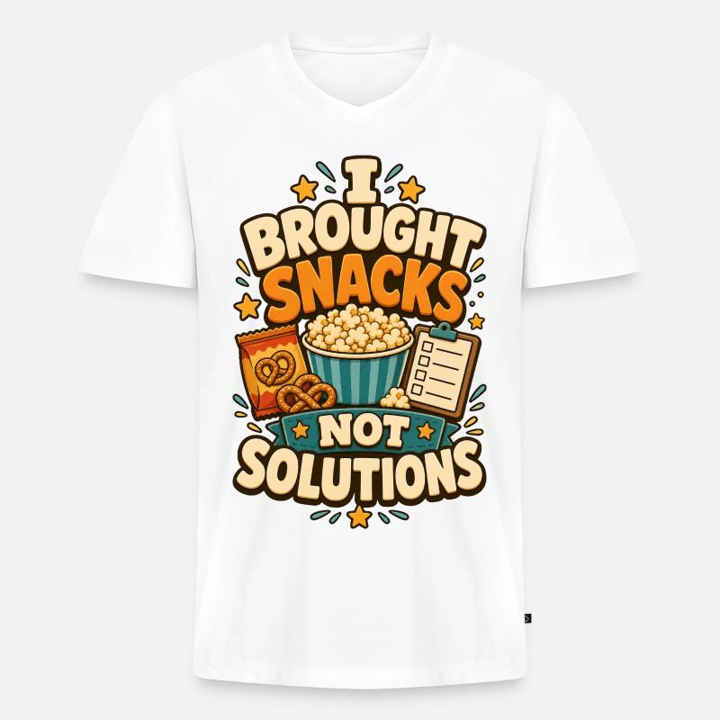 I Brought Snacks Not Solutions - Männer Premium Bio T-Shirt mit V-Ausschnitt - Weiß