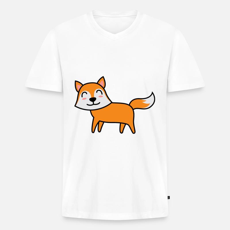 Fuchs Comic Tier - Männer Premium Bio T-Shirt mit V-Ausschnitt - Weiß