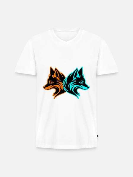 Fuchs Tier - Männer Premium Bio T-Shirt mit V-Ausschnitt - Weiß