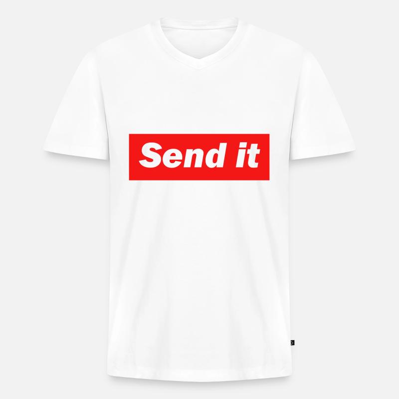 Send it - Männer Premium Bio T-Shirt mit V-Ausschnitt - Weiß