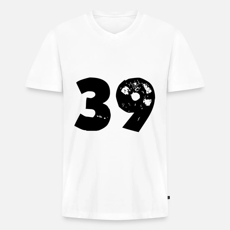 39 Zahl - Männer Premium Bio T-Shirt mit V-Ausschnitt - Weiß