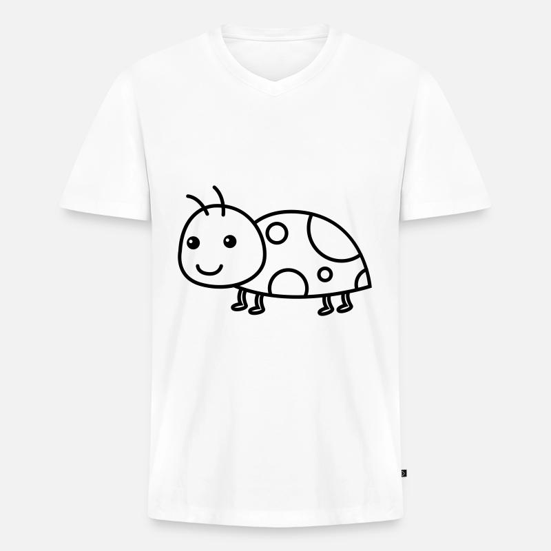 Marienkäfer Comic Tier - Männer Premium Bio T-Shirt mit V-Ausschnitt - Weiß
