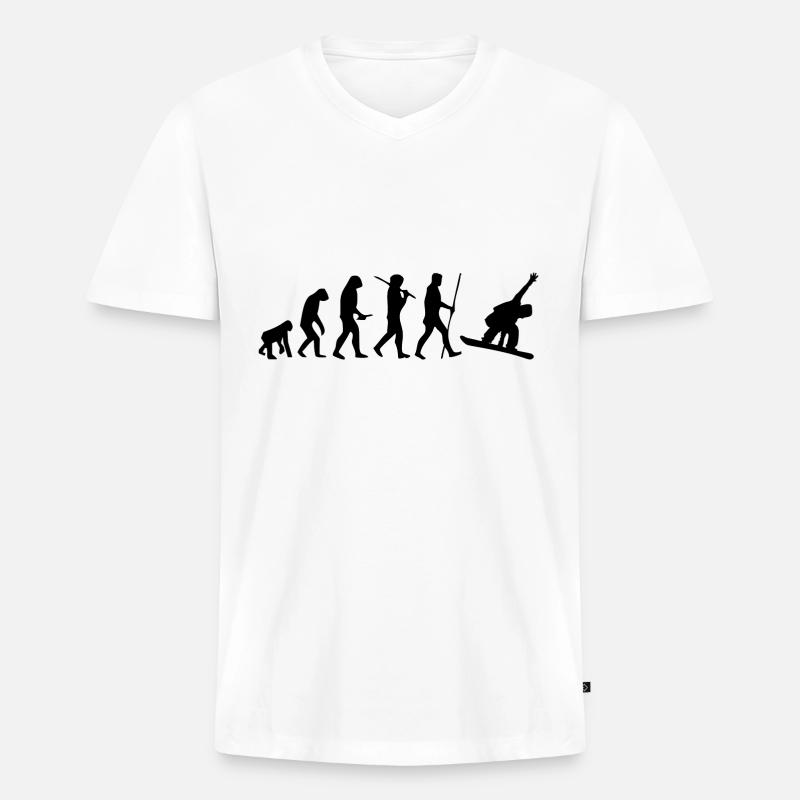 Wintersport - Snowboard - Evolution - Symbol - Männer Premium Bio T-Shirt mit V-Ausschnitt - Weiß