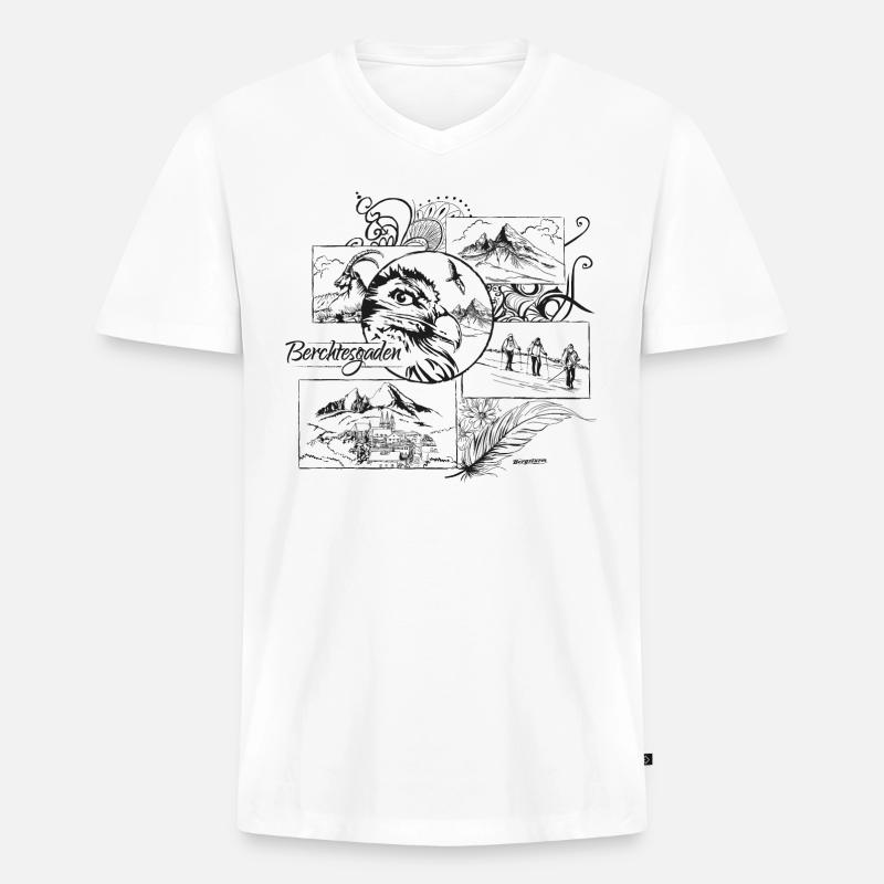 Berchtesgaden Watzmann Bartgeier - Männer Premium Bio T-Shirt mit V-Ausschnitt - Weiß