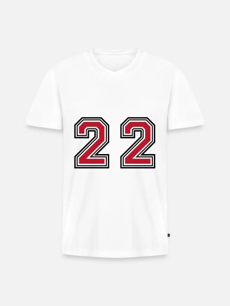 22 symbole numérique - T-shirt encolure en V Premium bio Homme - blanc