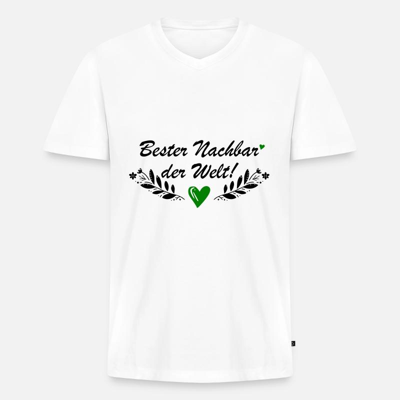 Bester Nachbar der Welt - Männer Premium Bio T-Shirt mit V-Ausschnitt - Weiß