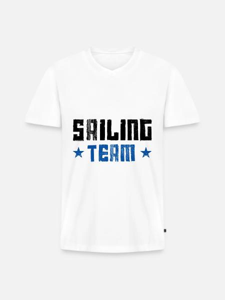 Sailing Team - Männer Premium Bio T-Shirt mit V-Ausschnitt - Weiß