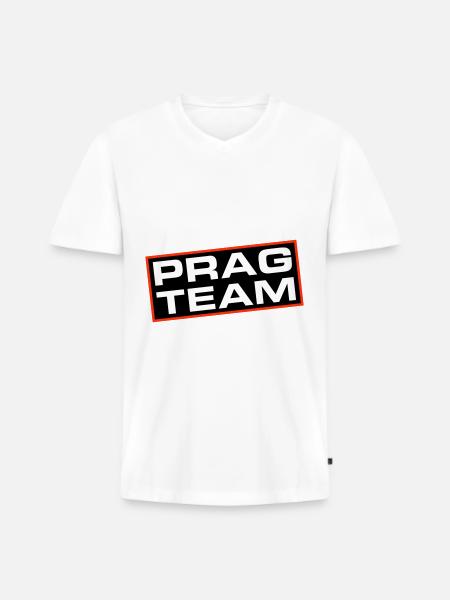 Prag Team - Männer Premium Bio T-Shirt mit V-Ausschnitt - Weiß