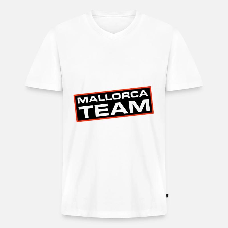 Mallorca Team - Männer Premium Bio T-Shirt mit V-Ausschnitt - Weiß