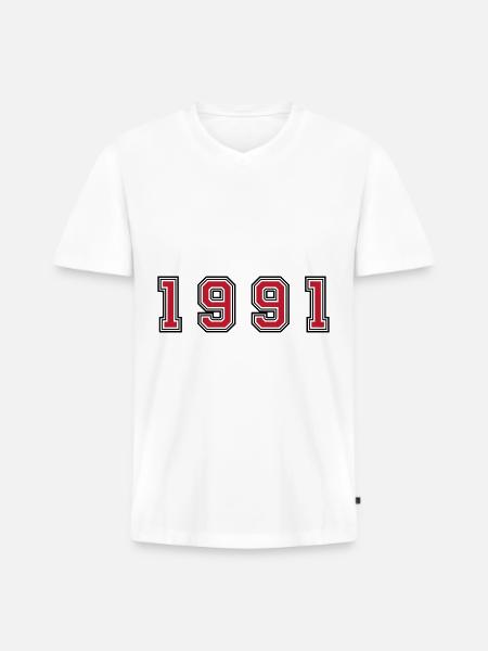 1991 year number - Men's Premium Organic T-shirt with V-neck - white
