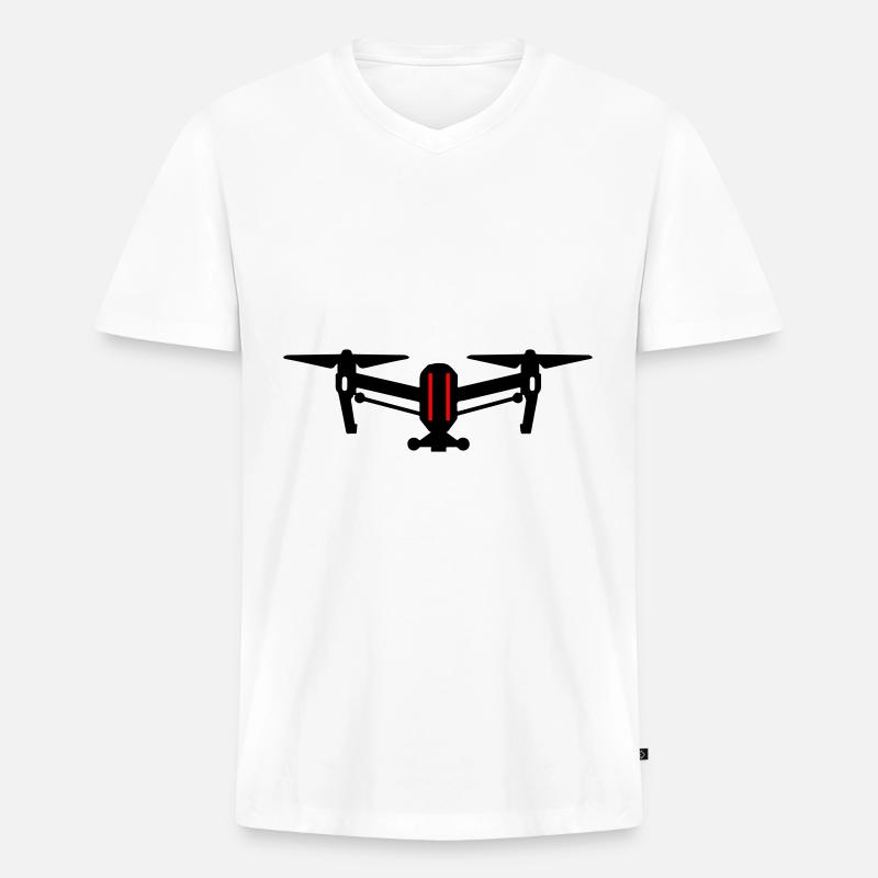 Drone Icon Symbol - Männer Premium Bio T-Shirt mit V-Ausschnitt - Weiß