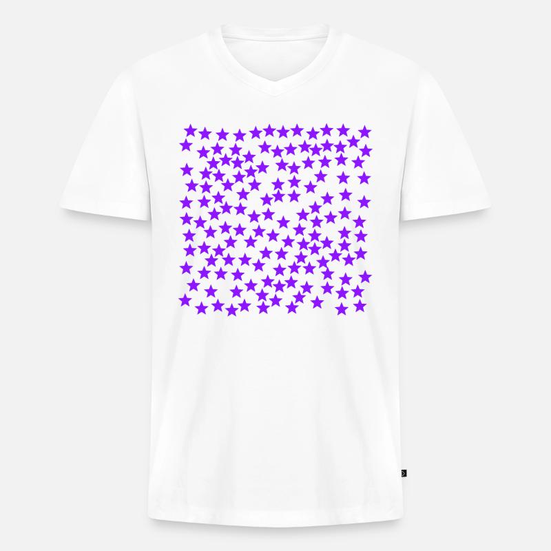 Lila Sterne Geschenkidee Violett - Männer Premium Bio T-Shirt mit V-Ausschnitt - Weiß