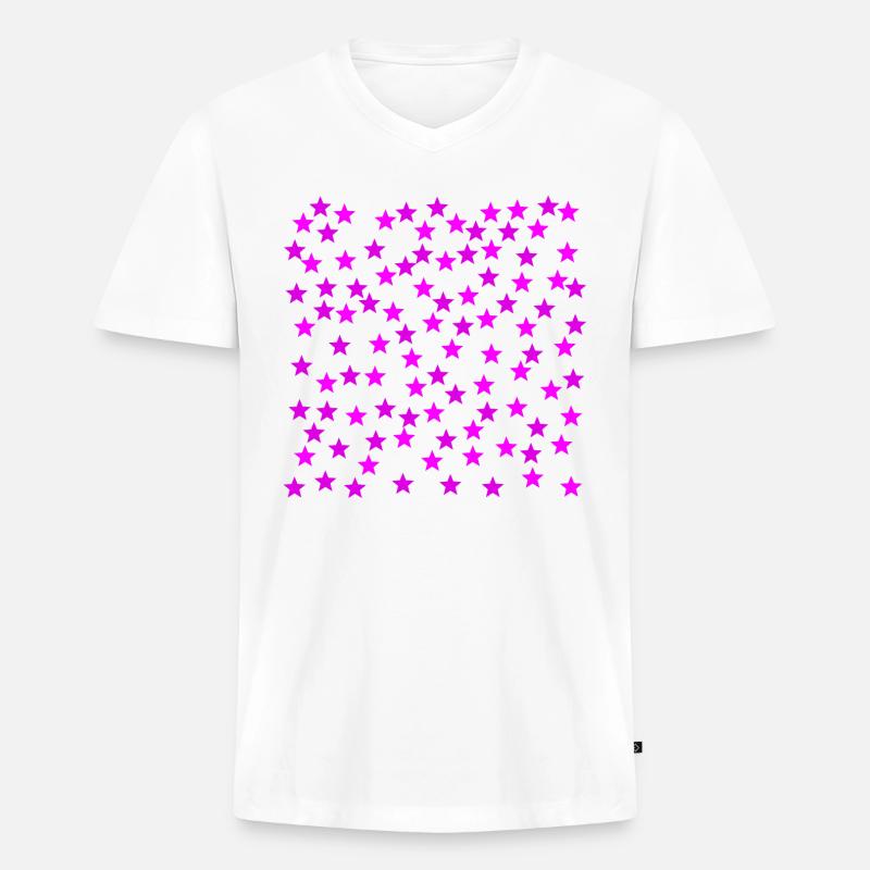 Rosa Sterne Geschenkidee pink - Männer Premium Bio T-Shirt mit V-Ausschnitt - Weiß