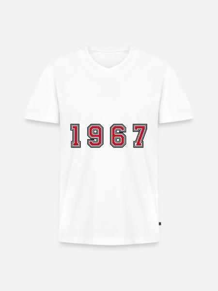 1967 year number - Men's Premium Organic T-shirt with V-neck - white