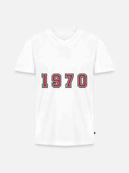 1970 year number - Men's Premium Organic T-shirt with V-neck - white