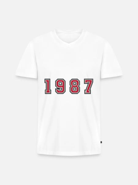 1987 year number - Men's Premium Organic T-shirt with V-neck - white
