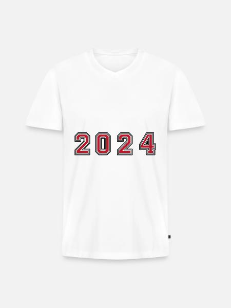 2024 year number - Men's Premium Organic T-shirt with V-neck - white