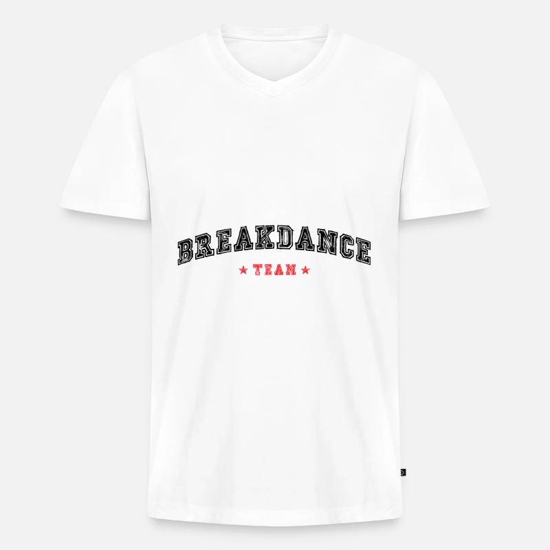 Breakdance Team - Männer Premium Bio T-Shirt mit V-Ausschnitt - Weiß
