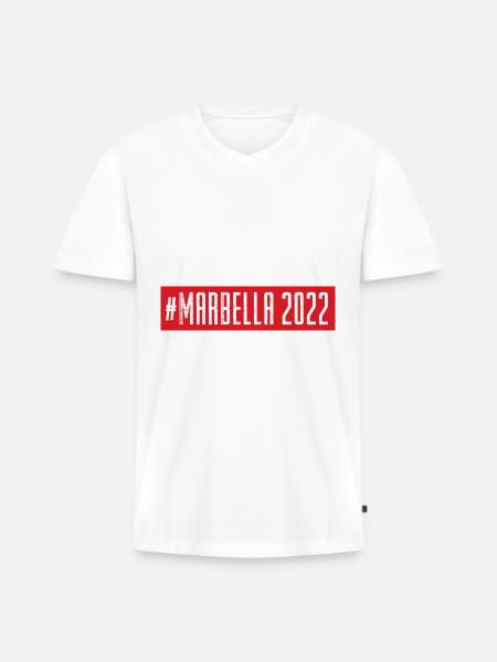 Marbella 2022 - Men's Premium Organic T-shirt with V-neck - white