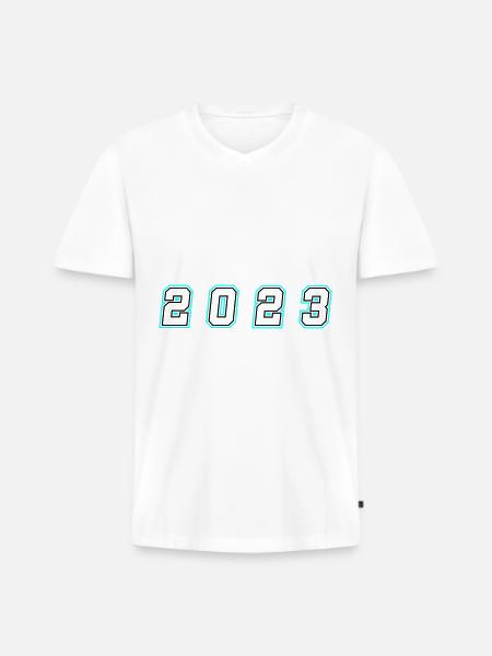 2023 year number - Men's Premium Organic T-shirt with V-neck - white