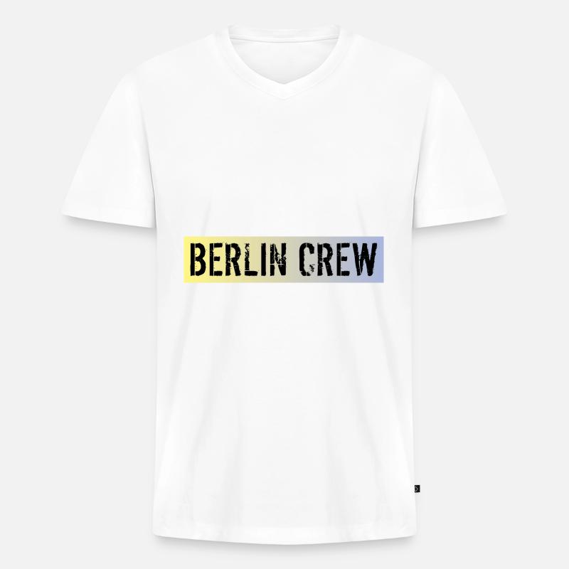 Berlin Crew - Männer Premium Bio T-Shirt mit V-Ausschnitt - Weiß