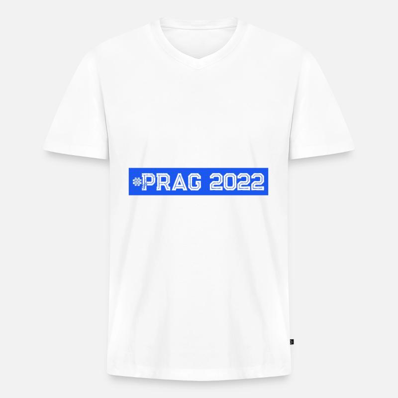 Prag 2022 - Männer Premium Bio T-Shirt mit V-Ausschnitt - Weiß