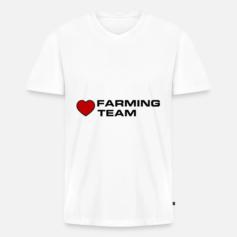 Farming Team Herz - Männer Premium Bio T-Shirt mit V-Ausschnitt - Weiß