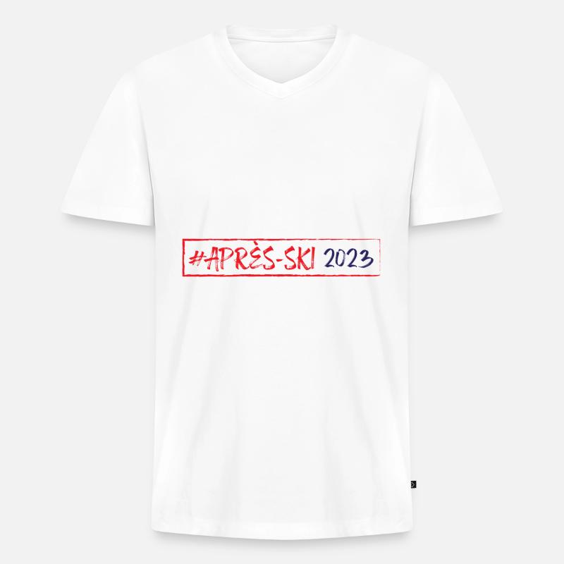 Apres Ski 2023 - Männer Premium Bio T-Shirt mit V-Ausschnitt - Weiß