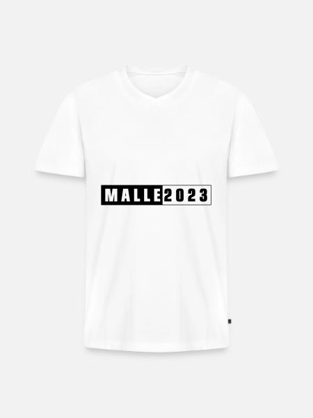 Malle 2023 - Männer Premium Bio T-Shirt mit V-Ausschnitt - Weiß