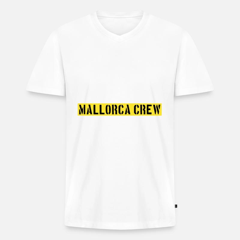 Mallorca Crew - Männer Premium Bio T-Shirt mit V-Ausschnitt - Weiß