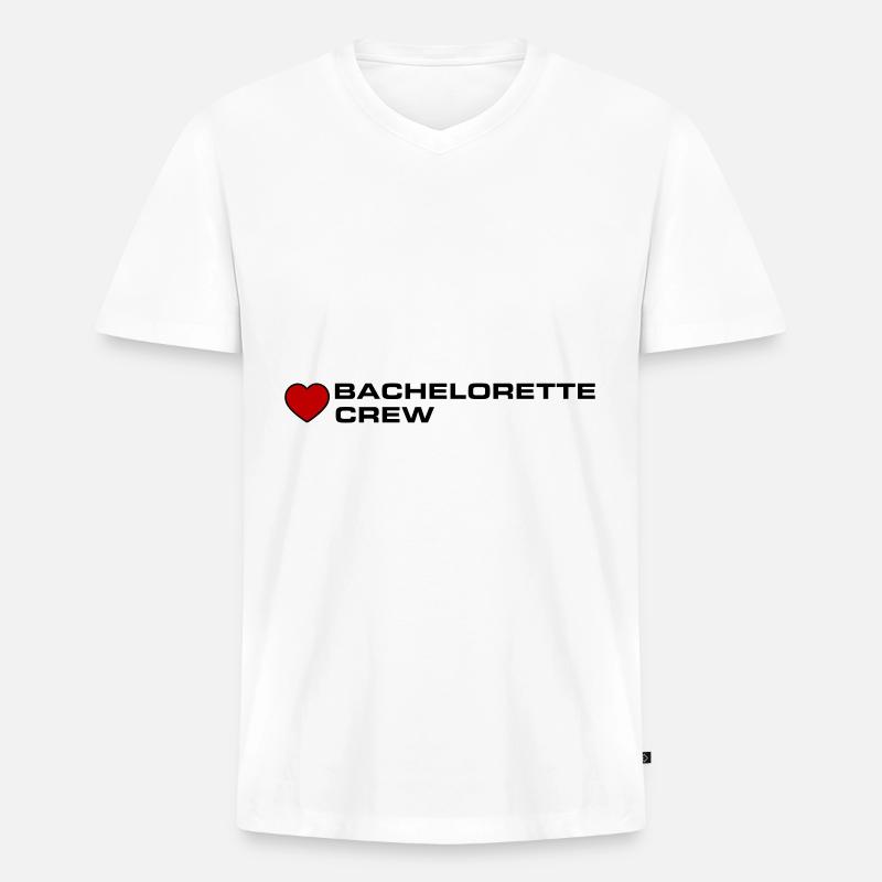 Bachelorette Crew - Männer Premium Bio T-Shirt mit V-Ausschnitt - Weiß