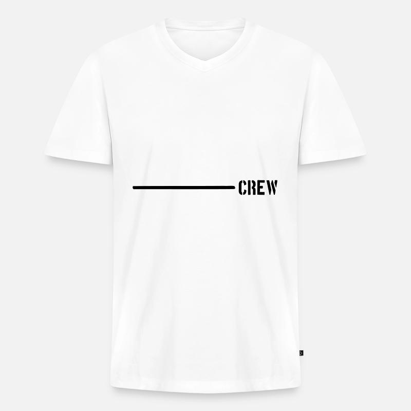 Crew Linie - Männer Premium Bio T-Shirt mit V-Ausschnitt - Weiß