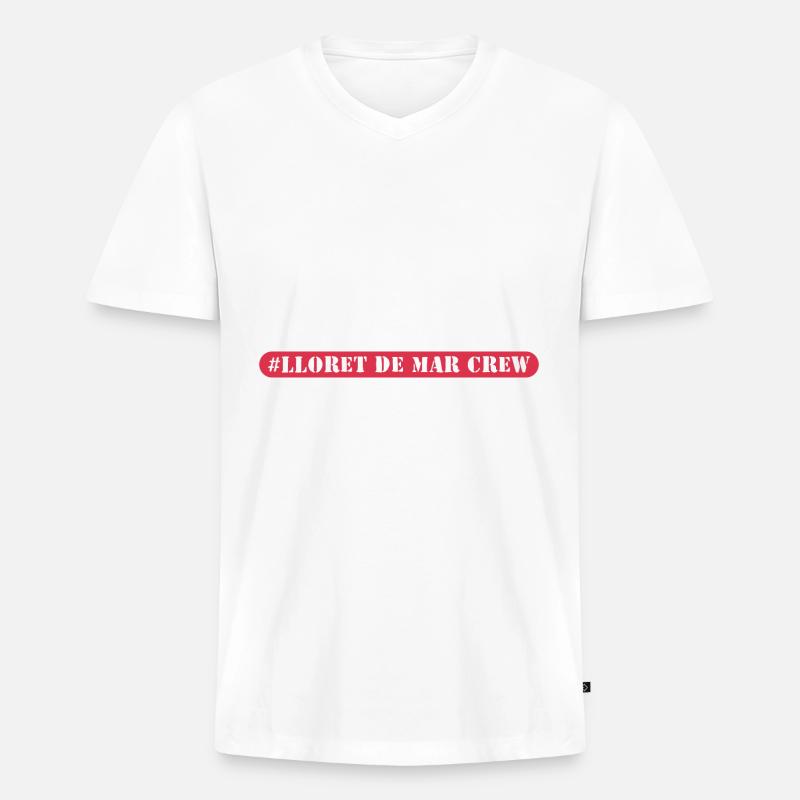 Lloret De Mar Crew - Männer Premium Bio T-Shirt mit V-Ausschnitt - Weiß