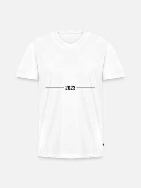 2023 year - Men's Premium Organic T-shirt with V-neck - white