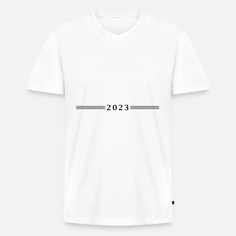 2023 Jahr - Männer Premium Bio T-Shirt mit V-Ausschnitt - Weiß