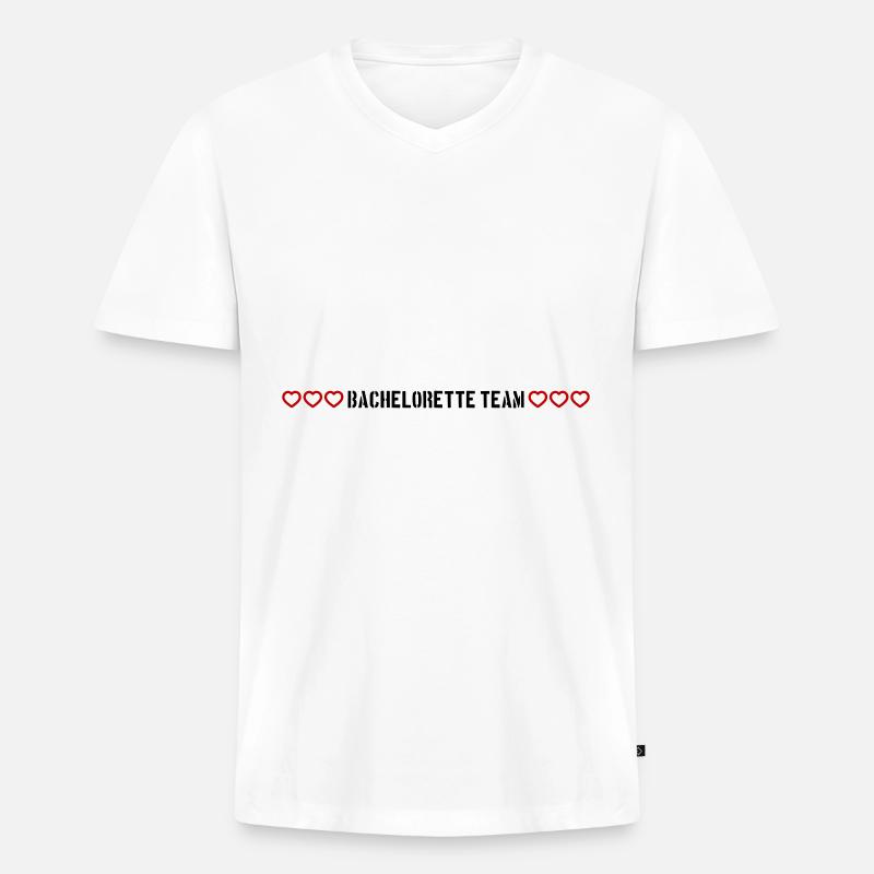 bachelorette team herzchen - Männer Premium Bio T-Shirt mit V-Ausschnitt - Weiß