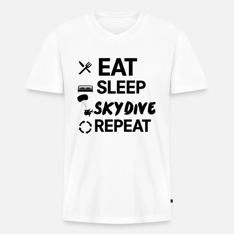 Fallschirm Skydive - Männer Premium Bio T-Shirt mit V-Ausschnitt - Weiß