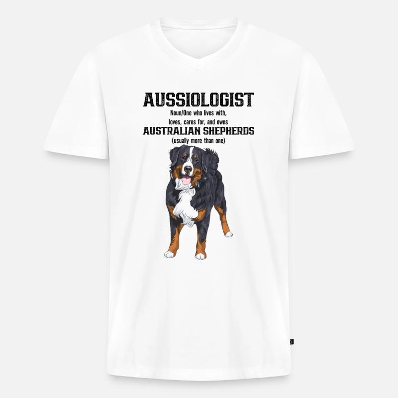Australischer Schäferhund - Männer Premium Bio T-Shirt mit V-Ausschnitt - Weiß