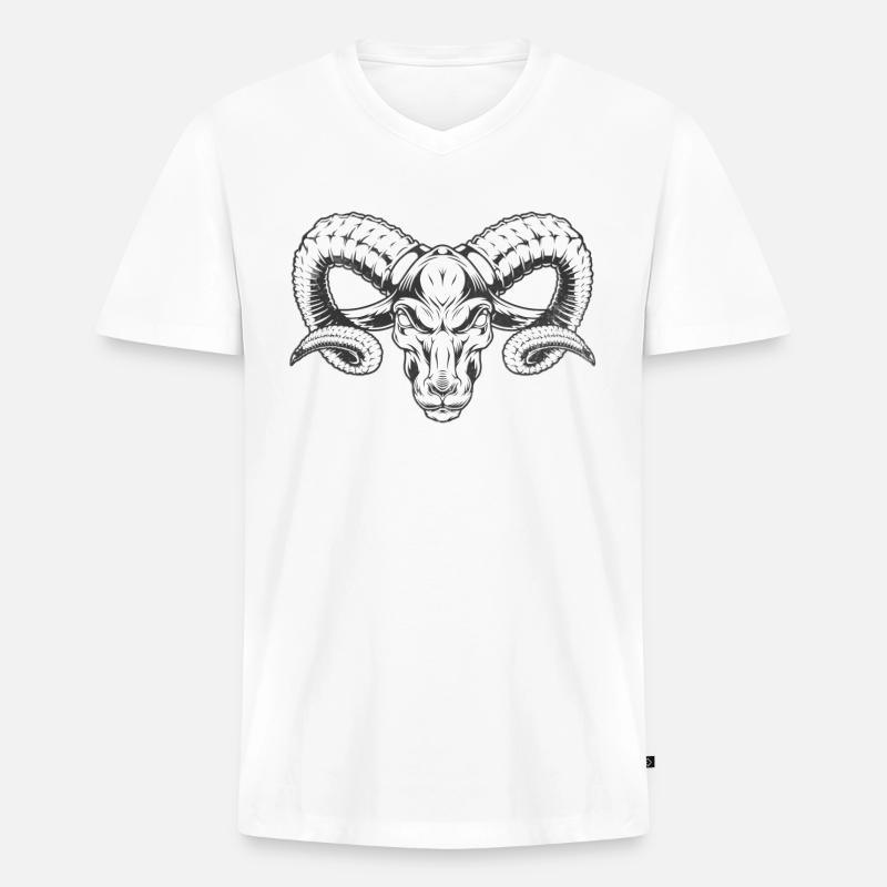 Widder Sternzeichen Horoskop - Männer Premium Bio T-Shirt mit V-Ausschnitt - Weiß